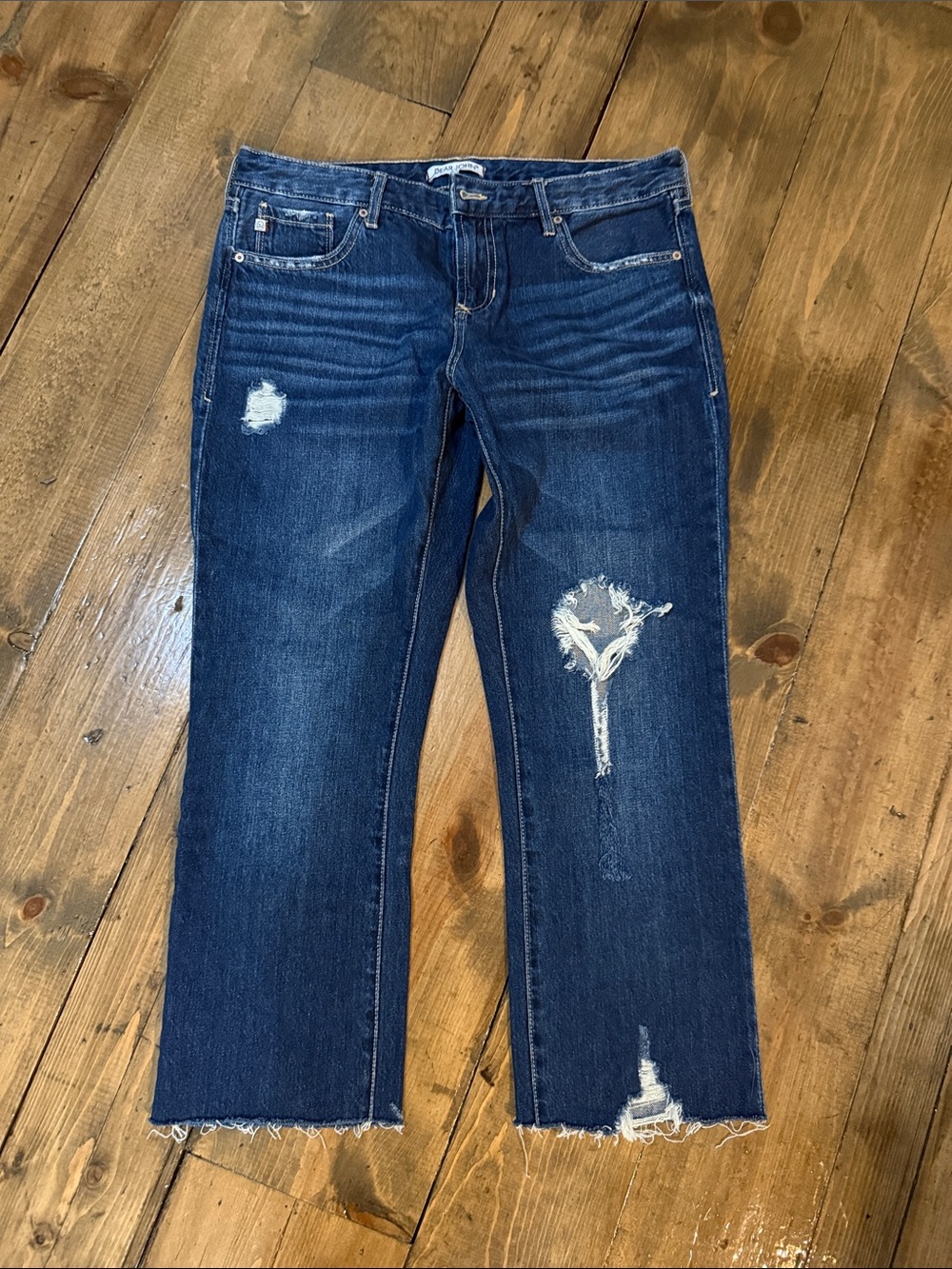 Dear John Dark Blue Distressed Cropped Jeans